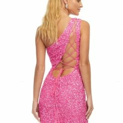 In Stock Ashley Lauren 4469 Royal Size 4 Cocktail Dress One Shoulder Asymmetrical Lace Up Back Corset Dresses