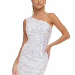 Ashleylauren Ashley Lauren 4469 AB Ivory Cocktail Dress One Shoulder Asymmetrical Lace Up Back Sequin Dresses 20 Ashleylauren Ashley Lauren 4469 AB Ivory Cocktail Dress One Shoulder Asymmetrical Lace Up Back Sequin Dresses