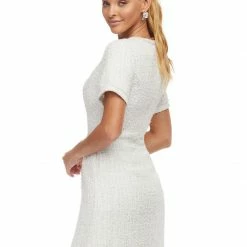 Ashleylauren Ashley Lauren 4472 Blue Tweed Cocktail Dress Bow Pearl Details Short Sleeves 11 Ashleylauren Ashley Lauren 4472 Blue Tweed Cocktail Dress Bow Pearl Details Short Sleeves