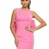 Ashleylauren Ashley Lauren 4477 Pink Cocktail Dress Oversized Bow Back Fitted Crepe Short Dress