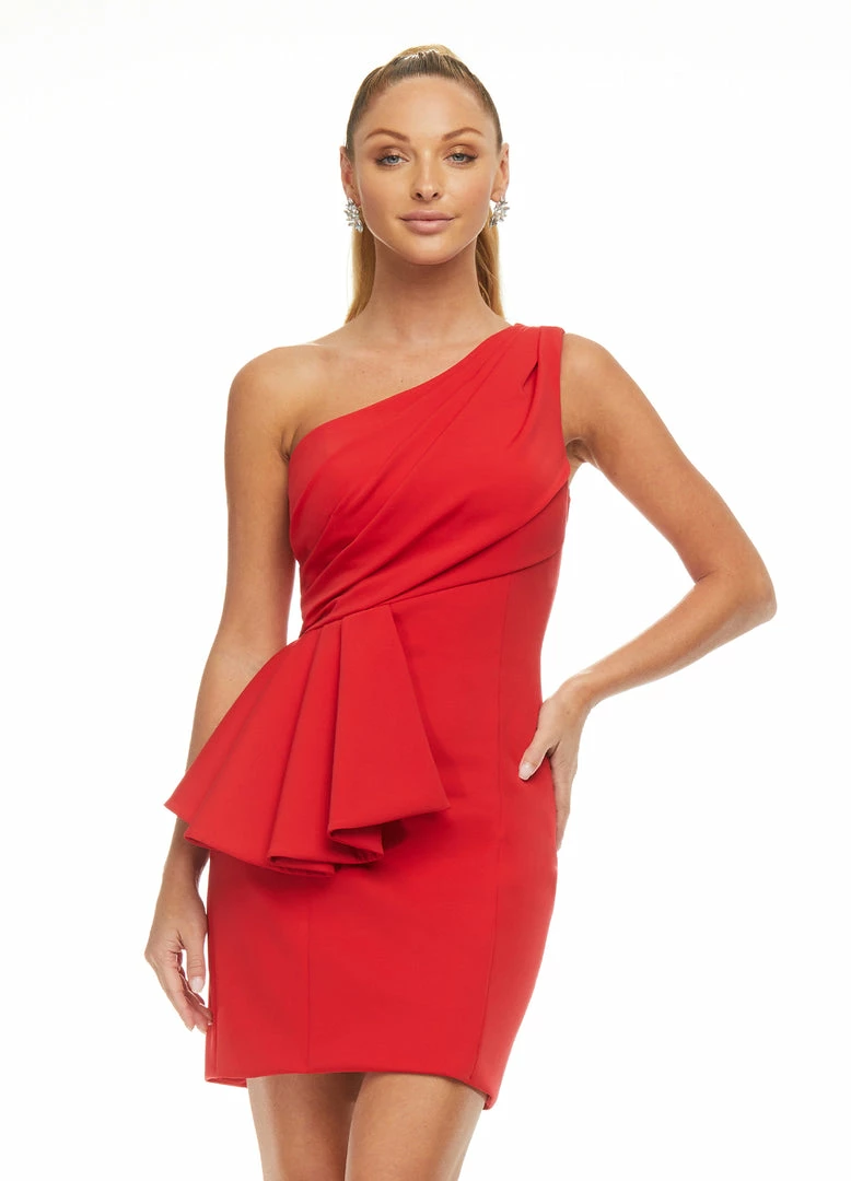 Ashleylauren Ashley Lauren 4478 Navy Cocktail Dress One Shoulder Ruching Crepe Fitted Ruffle Waist 7 Ashleylauren Ashley Lauren 4478 Navy Cocktail Dress One Shoulder Ruching Crepe Fitted Ruffle Waist