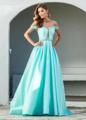 In Stock Ballgown Dresses Ashley Lauren 1476 Prom Dress Aqua Size 6 Off The Shoulder Ballgown Evening A Line
