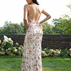 Primavera Couture 3073 Long Beaded Floral Print Prom Dress Evening Gown Side Slit