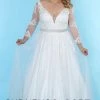 Sydney's Closet SC5234 Long Lace Sleeves Plus Sized Wedding Dress V Neckline SC 5234 Cheryl Lynn