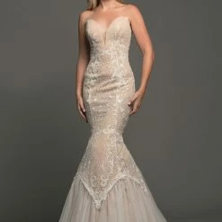 In Stock Johnathan Kayne Bridal B104 Ivory Nude Mermaid Wedding Dress Train Pageant Mermaid Dresses