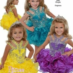 In Stock Ritzee Girls 279 Size 2 Cupcake Short Pageant Dress Layer Ruffle Glitz High Neckline