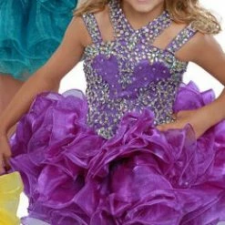 In Stock Ritzee Girls 279 Size 2 Cupcake Short Pageant Dress Layer Ruffle Glitz High Neckline