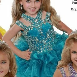 In Stock Ritzee Girls 279 Size 2 Cupcake Short Pageant Dress Layer Ruffle Glitz High Neckline