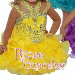 In Stock Ritzee Girls 279 Size 2 Cupcake Short Pageant Dress Layer Ruffle Glitz High Neckline