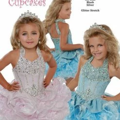 In Stock Ritzee Girls 282 Size 2 Cupcake Pageant Short Ruffle Glitter Shimmer Glitz Collar Dress