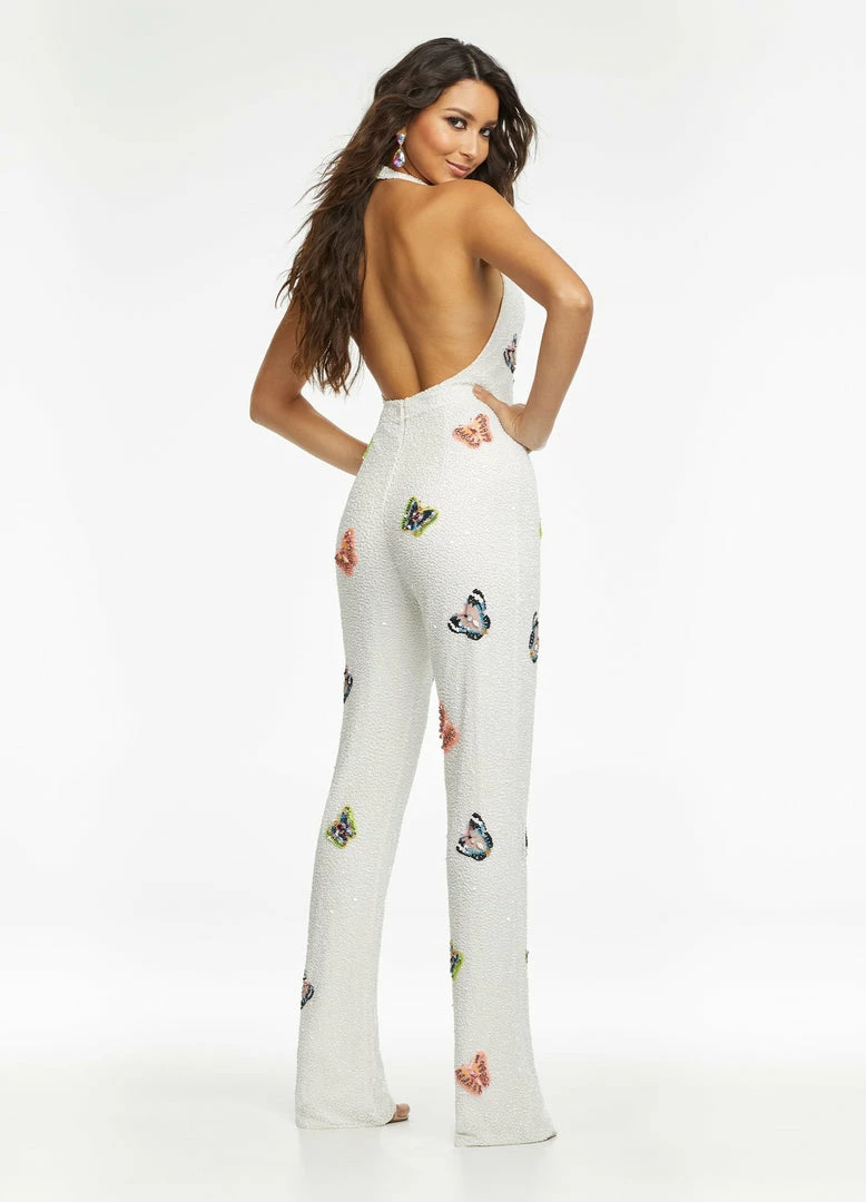 Ashleylauren Ashley Lauren 11179 Beaded Halter Butterfly Jumpsuit Backless Dresses 7 Ashleylauren Ashley Lauren 11179 Beaded Halter Butterfly Jumpsuit Backless Dresses