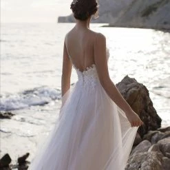 White One Bridal BETHANY Pronovias Wedding Dress Shimmer Tulle 3d Floral Plunging Neckline 12 White One Bridal BETHANY Pronovias Wedding Dress Shimmer Tulle 3d Floral Plunging Neckline