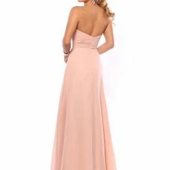 In Stock Adagio Bridesmaids BM145 Size 00,4,8 Long Blush A Line Dress Strapless Gown CLEARANCE