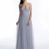 In Stock CLEARANCE Adagio Bridesmaids BM147 Size 14 Long Blush Tulle A Line Dress Formal Gown