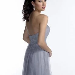 In Stock CLEARANCE Adagio Bridesmaids BM147 Size 14 Long Blush Tulle A Line Dress Formal Gown