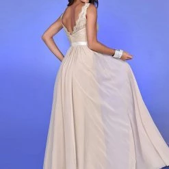 In Stock CLEARANCE Adagio Bridesmaids BM157 Size 6,12,16 Lace V Neck A Line Dress Chiffon Formal