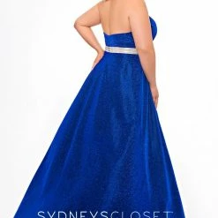 In Stock Sydney;s Closet SC7289 Size 14 Turquoise Long Shimmer Prom Dress Plus Size Formal SC 7289
