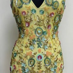 In Stock Primavera Couture 1938 Size 10 Short Beaded Cocktail Dress Sequin 3D Sequin Homecoming Dress