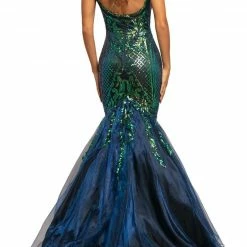 In Stock Johnathan Kayne 2018 Sequin Mermaid Iridescent Prom Dress Size 2, 8,10 Pageant Gown High Neck