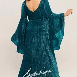 Discontinued Long Sleeve Dresses Johnathan Kayne For Sydneys Closet JK 2007 Bell Sleeves Prom Dress With Slit Formal