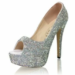 Marc Defang Barbi AB Crystal Platform Heel Prom Shoe 6 Inch
