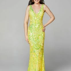 In Stock Primavera Couture 3612 Size 4, 16 Long Fitted Sequin Formal Prom Dress Pageant Gown Backless Backless Dresses