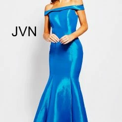 In Stock Jovani JVN 51863 Size 10 Off The Shoulder Mermaid Prom Dress Teal Pageant Gown