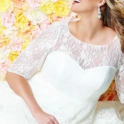 Long Sleeve Dresses Sydney's Closet SC5216 Lace Sleeves A Line Plus Sized Wedding Dress SC 5216 Charlotte 18 Long Sleeve Dresses Sydney's Closet SC5216 Lace Sleeves A Line Plus Sized Wedding Dress SC 5216 Charlotte