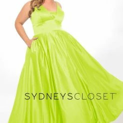Sydney's Closet SC7301 Neon A Line Plus Size Prom Dress Evening Gown Satin Pockets SC 7301 Sydney's Closet And Tease Prom
