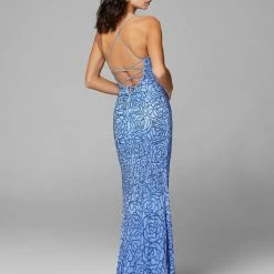 Primavera Couture 3638 Long Fitted Floral Beaded Prom Dress Backless Formal Corset Backless Dresses