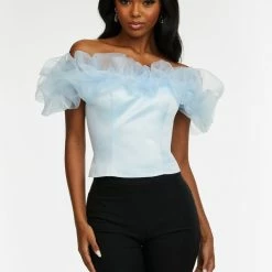Ashleylauren Ashley Lauren 9002 Off The Shoulder Ruffle Top
