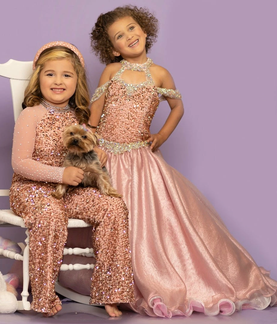Sugar Kayne C103 Long Metallic Girls Pageant Dress Sequin Velvet Gown 5 Sugar Kayne C103 Long Metallic Girls Pageant Dress Sequin Velvet Gown