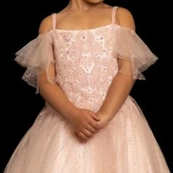 Discontinued Sugar Kayne C109 Long A Ling Girls Glitter Feather Pageant Dress Off The Shoulder Ballgown Dresses