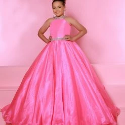 In Stock Sugar Kayne C114 Size 2 JADE Girls Pageant Dress Ballgown Gown High Neck Organza Train Ballgown Dresses