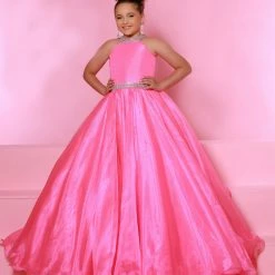 Sugar Kayne C114 Girls Pageant Dress Ballgown Gown High Neck Organza Train