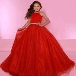 Sugar Kayne C114 Girls A Line Organza Pageant Dress Ballgown Pastel Gown High Neck