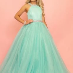In Stock Sugar Kayne C114 Size 4, 14 Girls A Line Organza Pageant Dress Ballgown Pastel Gown High Neck Barbie Pink Ballgown Dresses