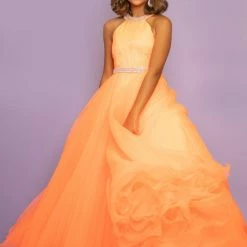 In Stock Ballgown Dresses Sugar Kayne C114 Size 12 ROYAL Girls A Line Organza Pageant Dress Ballgown Pastel Gown High Neck
