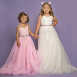 Sugar Kayne C117 Long Lace Girls V Neck Pageant Dress Organza Overskirt Gown 12 Sugar Kayne C117 Long Lace Girls V Neck Pageant Dress Organza Overskirt Gown