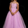 In Stock Ballgown Dresses Sugar Kayne C119 Size 12 Lilac Long A Line Tulle Off The Shoulder Pageant Dress Girls Embellished
