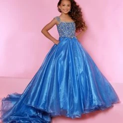 In Stock Sugar Kayne C146 Size 2 Girls Pageant Dress Embellished Organza White Ballgown