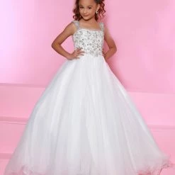 In Stock Ballgown Dresses Sugar Kayne C146 Size 6 Girls And Preteen Pageant Dress Embellished Orange Organza Ballgown