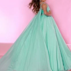 Sugar Kayne C151 Ballgown Draped Cape Embellished Girls Pageant Dress Ballgown Dresses