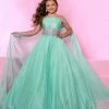 Sugar Kayne C151 Ballgown Draped Cape Embellished Girls Pageant Dress Ballgown Dresses