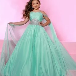 Sugar Kayne C151 Ballgown Draped Cape Embellished Girls Pageant Dress Ballgown Dresses