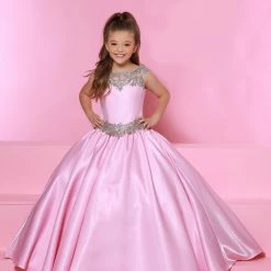 Ballgown Dresses Sugar Kayne C152 Shimmer Satin Girls A Line Ballgown Pageant Dress Long