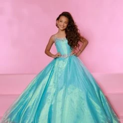 In Stock Sugar Kayne C153 Size 6 A Line Metallic Shimmer Girls Pageant Dress Ballgown Embellished Ballgown Dresses