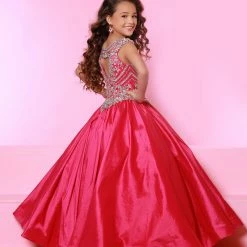 Ballgown Dresses Sugar Kayne C157 Taffeta Pageant Ballgown Girls Formal Dress Keyhole Back Embellished