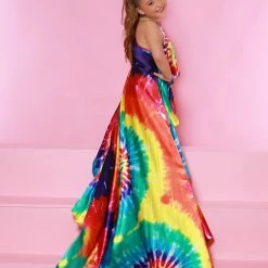 Sugar Kayne C159 Tie Dye Girls Fun Fashion Choker Romper Train Dress