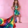 Sugar Kayne C159 Tie Dye Girls Fun Fashion Choker Romper Train Dress